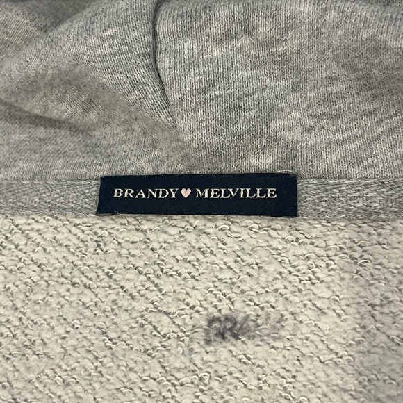 Grey cropped Brandy Melville Zip Up. - Picture 3 of 3